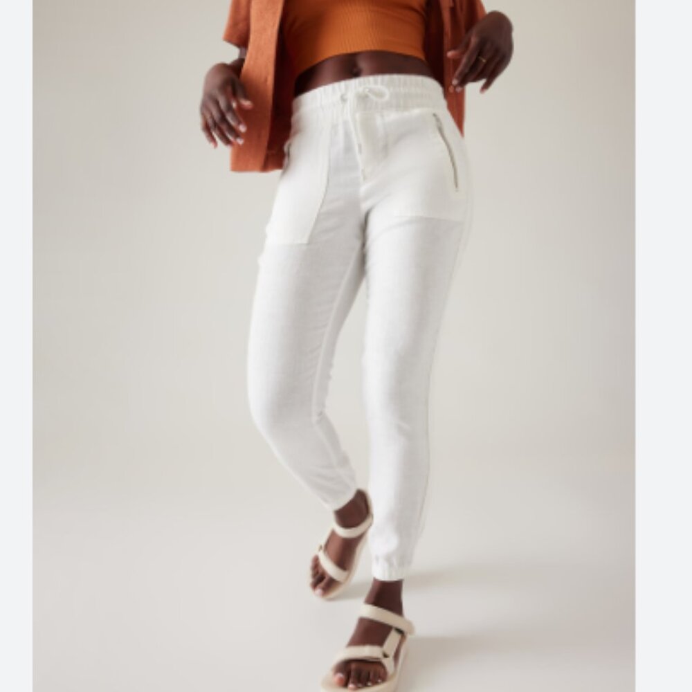 Athleta Cabo White Linen Joggers